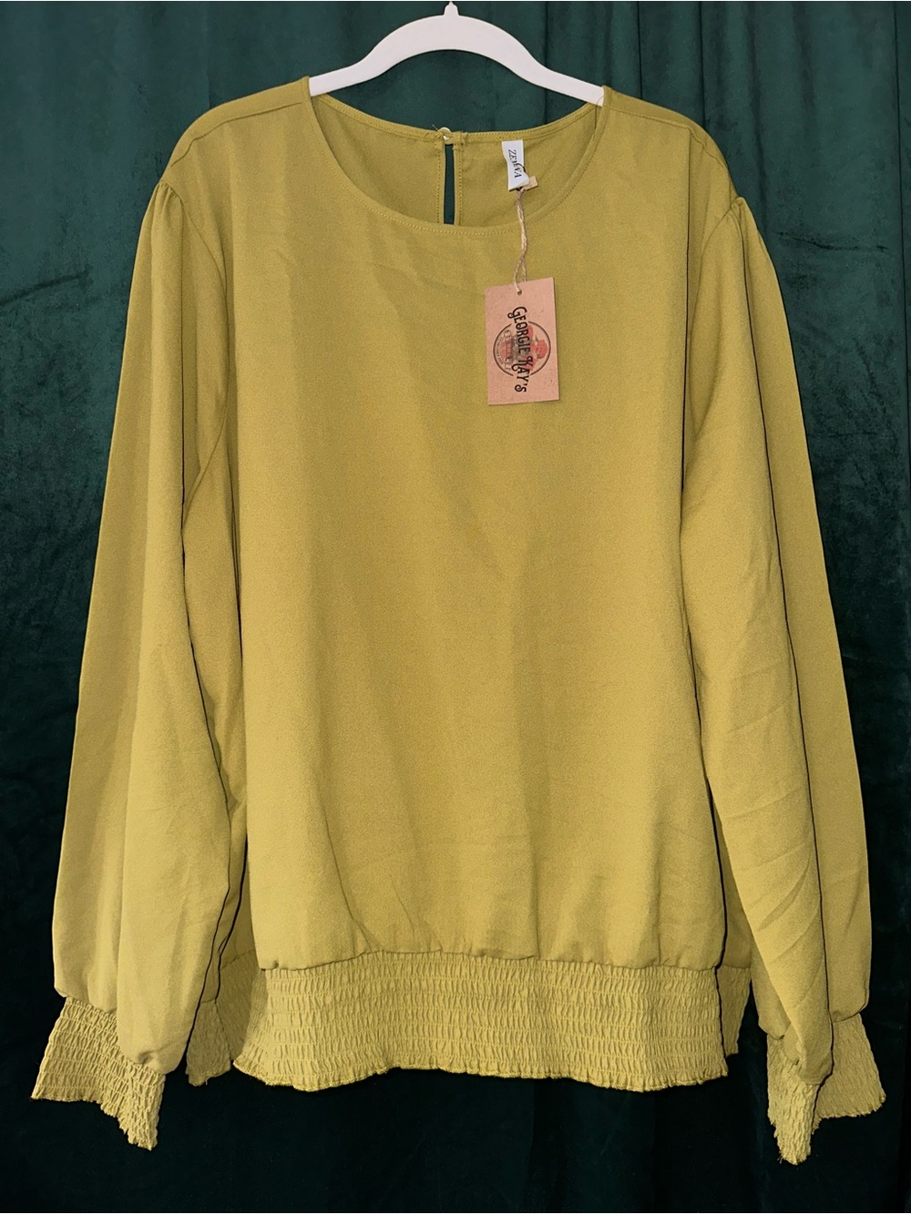 Women's Mustard Green Long Sleeve Blouse